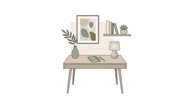 Modern Home Office Workspace Illustration