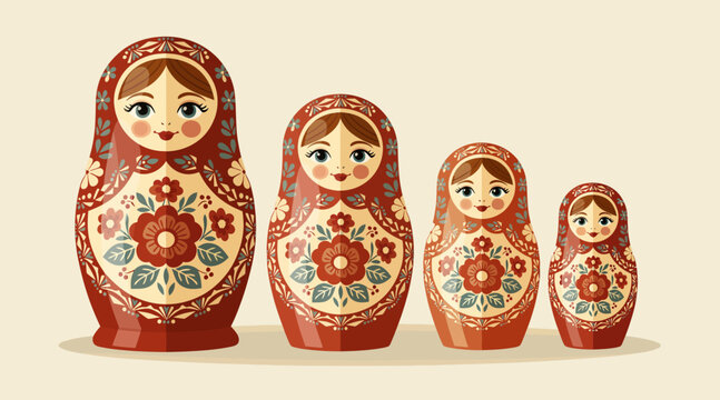 Matryoshka Dolls: Set of Five Russian Nesting Dolls