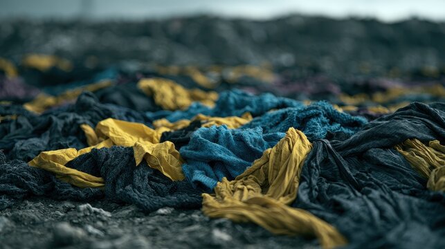 Stunning photo of Pile of discarded textiles and fabric scraps