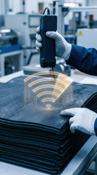Non destructive testing device inspects rubber sheets industry ensuring quality control and safety with advanced technology and skilled technician
