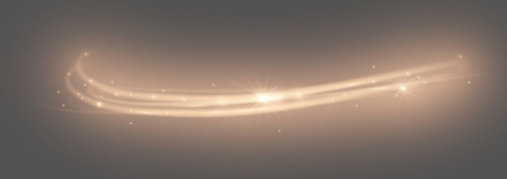 Rose gold magic light trail with sparkles for luxury graphic design and cinematic video overlay