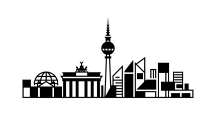 Berlin Skyline Silhouette Vector Illustration - Famous Landmarks © khimsa