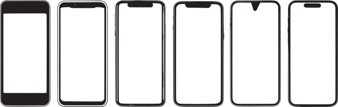 Smartphone Screen Mockups with Different Notches