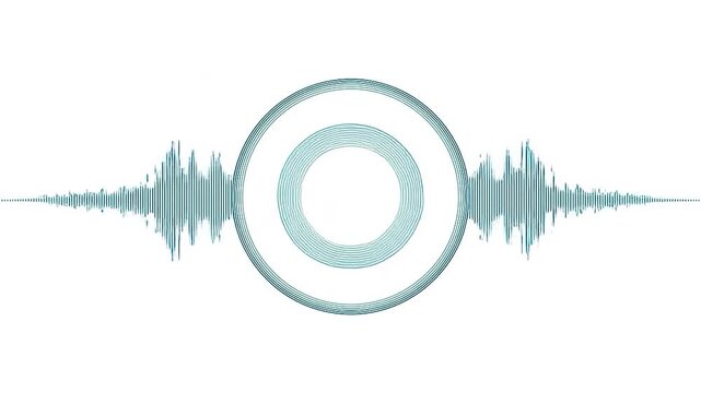 Concentric circles with waveform patterns on a white background