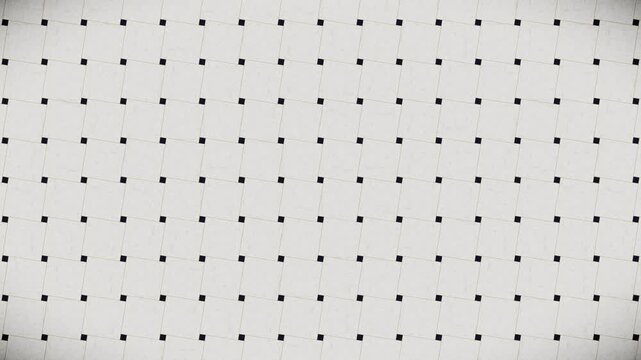 Abstract pattern background, light beige square tiles with dark black accent squares, a subtle textured seamless looping motion graphics video