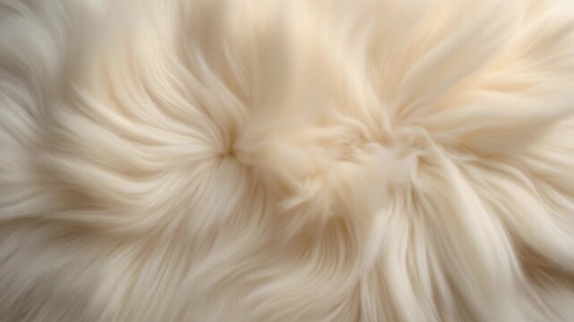 Soft Cream Colored Angora Wool Texture Blowing in Gentle Wind Luxury Fabric Loop