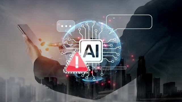 AI interface showing prompt error warning and system alert. AI prompt failure can lead to incorrect output or hallucination. Managing AI prompt error is crucial in safe AI deployment. Muxer