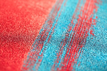 Fototapeta premium Vibrant textile with red and blue patterns