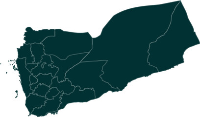 Fototapeta premium Yemen Political Map with Regions Dark Green Detailed Vector Illustration 