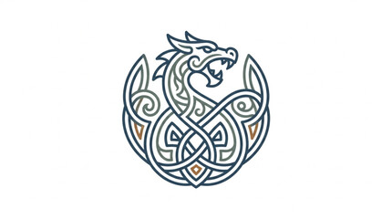 Intricate Celtic Knot Dragon Symbol Illustration. © Kaposxe