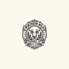 Obraz premium Vintage deer logo vector icon illustration