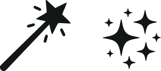 Decorative magic wand and sparkling stars halloween vector graphic icons with halloween, mystical © MSTNASIMA