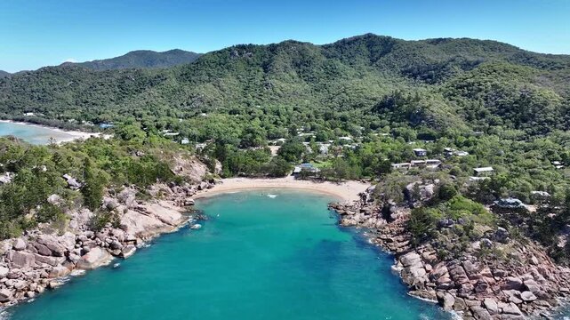 Spectacular cinematic aerial footage of Alma Bay Magnetic Island Queensland Australia