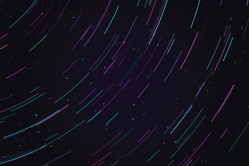 Neon arc trails in cosmic void, vibrant purple and cyan light streaks © Solaiman77