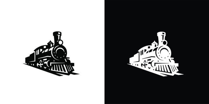Vintage Steam Locomotive Train Icon &ndash; Classic Railway Engine Vector Silhouette