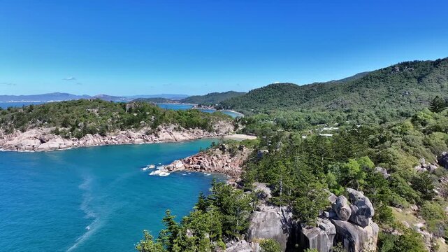 Spectacular cinematic aerial footage of Alma Bay Magnetic Island Queensland Australia