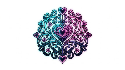 Intricate Heart Symbol Design with Swirling Patterns. © Refa