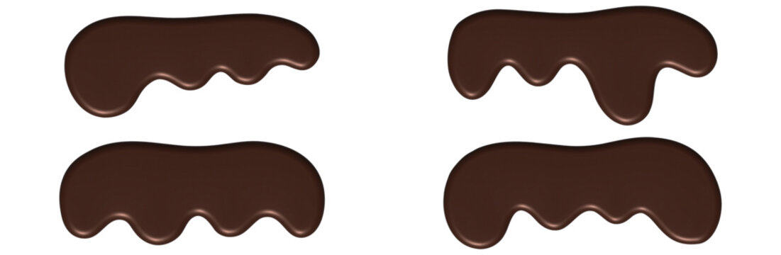溶けたチョコレートの3Dフレームセット 広告バナーや見出しに使えるとろける流動シェイプ