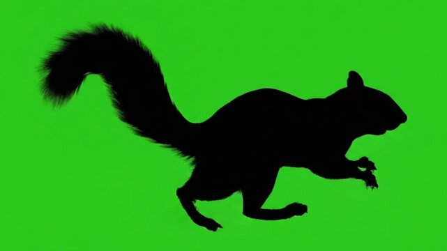 silhouette of a squirrel on green background