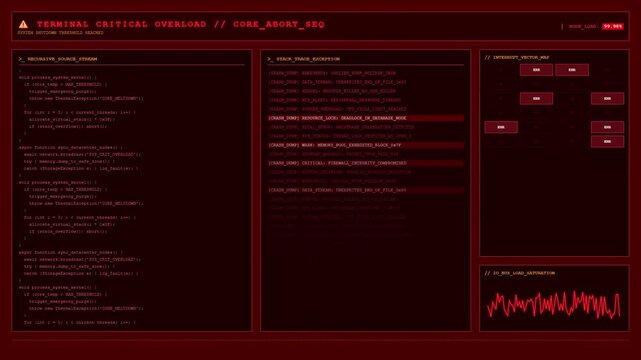 Terminal Critical Overload Stack Trace Code Crash System Animation.