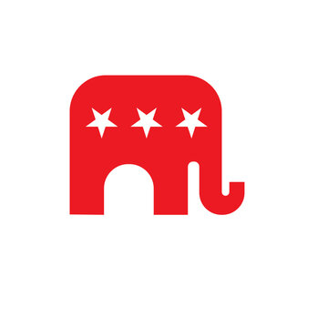 Republican Party Elephant Logo with Three Stars - American Political Symbol of the GOP