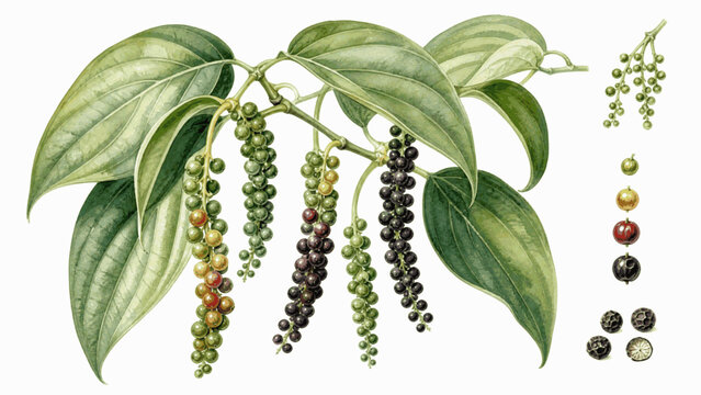 Tiny Spice Pepper Berries isolated watercolor vector illustration svg