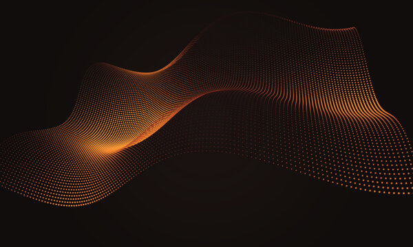 Golden orange wave pattern with dotted texture on black background