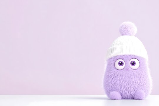 Cute stuffed owl wearing a white knit hat