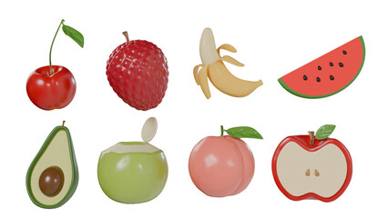 Tropical Summer Fruit With Smooth Surface 3D Isolated For UI © soli14e