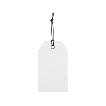 Empty white tag with black string