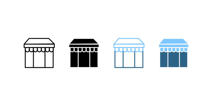 Market Store Facade icons, dual style icon set
