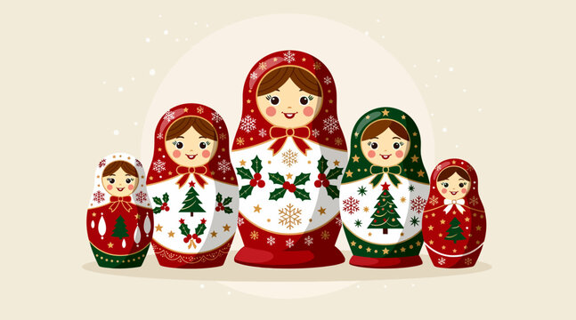 Christmas Matryoshka Dolls: Festive Russian Nesting Dolls Art