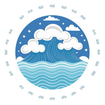 Stylized Ocean Waves and Clouds