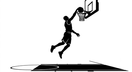 basketball player slam dunk silhouette vector illustration © Wiji