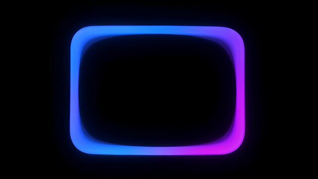 Neon Loop Frame Glow Abstract Border Black Background with Purple and Blue Light, Neon Frame Loop with Blue and Purple Glow Black Background, Abstract Square Border for Modern Design and Copy Space