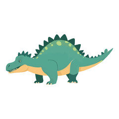 Fototapeta premium Cute Green Stegosaurus Dinosaur Vector Illustration Isolated on White Background for Kids Educational Book Cover Graphic Design Prehistoric Animal Mascot Character Flat Cartoon Clip Art Element