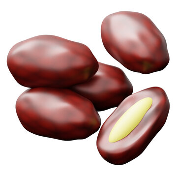 3D Icon Illustration of Sweet Dried Date Fruits