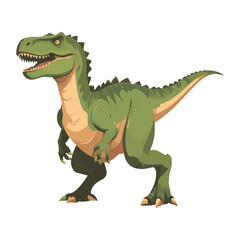 Cute T-Rex Dinosaur Vector Illustration Flat Cartoon Style Green Tyrannosaurus Rex Isolated on White Background Prehistoric Animal Character Design for Kids Book Cover Education Graphic © Aryanto