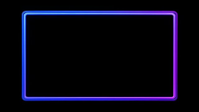 Neon frame loop glow on black background with blue purple gradient border, modern abstract display design, glowing rectangle and abstract template for SEO friendly searchable title