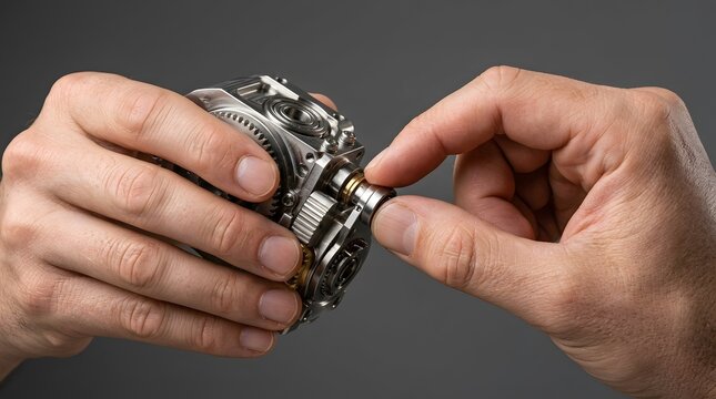 Watchmaker hands adjusting precision mechanical movement of a luxury watch.
