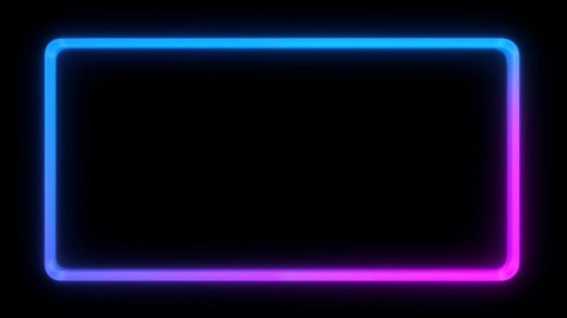 Neon loop frame glowing rectangular border on black background with vivid blue magenta light, futuristic abstract design, copy space, isolated graphic for SEO title