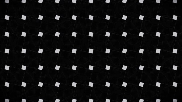 Abstract black and white geometric tile pattern background, featuring dark marble texture and crisp white squares, an infinite loop motion graphic