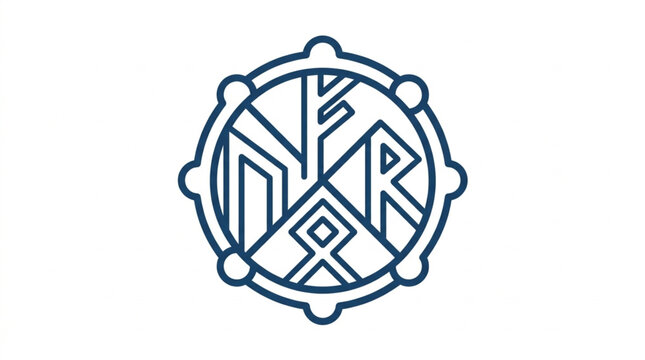 Norse rune symbol with circular border and compass points.