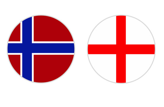 round shape of norway flag and england flag with transparent background