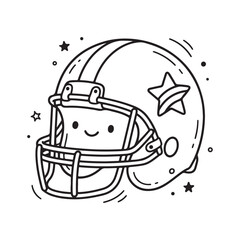 Fototapeta premium Smiling cartoon football helmet character face.