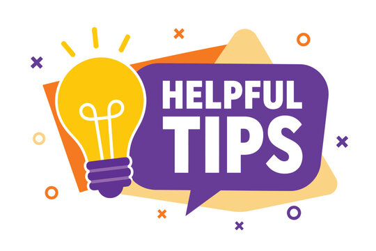 Modern Flat Vector Graphic of Helpful Tips Banner with Glowing Light Bulb Symbol for Business Advice and Creative Solutions