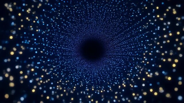 New Year Christmas Blue Light Flare Abstract Tunnel Glow Digital Background Festive Celebration with Blue Particle Tunnel and Dark Center Glowing Abstract Motion Background for Festive Technology