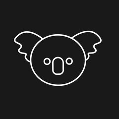 Fototapeta premium Minimalist Koala Head Icon Line Art Illustration on Black Background