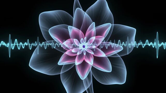 Sound Waves Visualizing as X-Ray Flower Bloom Pulsing to Invisible Beat