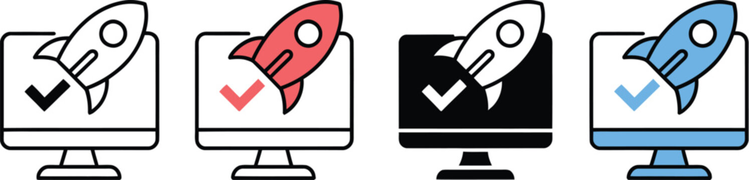 UAT icon set for user acceptance testing and QA approval vector illustration
